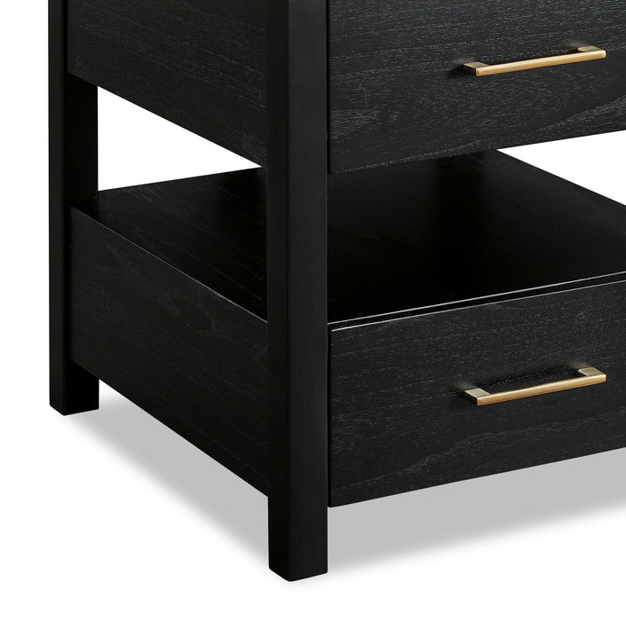 Table de bout contemporaine Julian de 22 po avec rangement et ports USB - noire