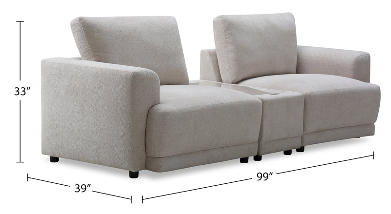 Sofa sectionnel modulaire en forme de U Voyage 3 pièces en tissu avec console et coussins de dossier amovibles - taupe