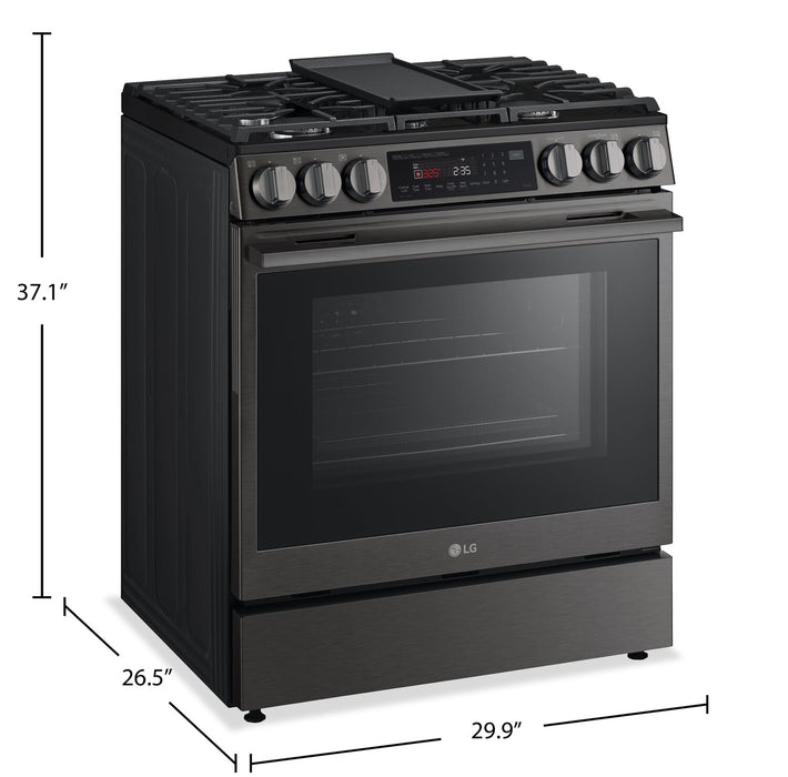Cuisinière intelligente à gaz encastrée LG de 6,3 pi3 avec friture à air – acier inoxydable noir - LSGL6335Z
