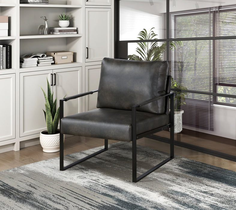 Fauteuil d’appoint Nico de 24,75 po en similicuir avec pattes en métal - gris foncé