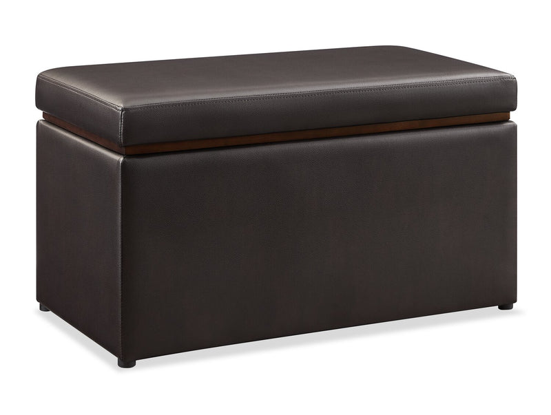 Pouf de rangement Edmonton de 32 po en similicuir - espresso
