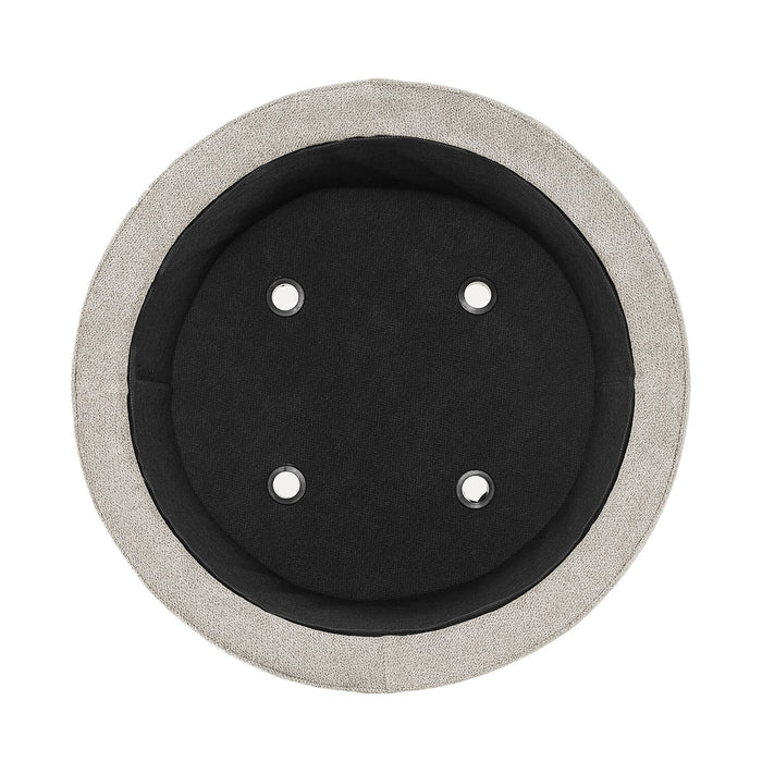 Pouf de rangement rond Winnipeg de 17,5 po en tissu - gris