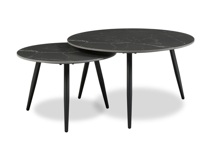 Ensemble 3 tables modernes Delancey de 31,5 po (table à café et 2 tables de bout) - noir