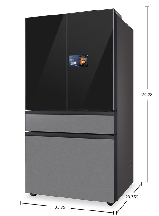 Réfrigérateur BESPOKE Samsung de 23 pi³ et de 36 po à portes françaises avec écran AI Home - RF90F23BECRAA