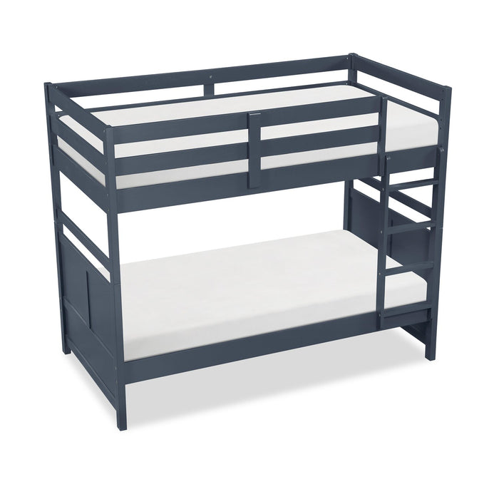 Lits superposés Quinn pour enfants avec échelle et garde-corps, bleus - simple et simple