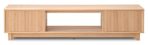 Meuble pour téléviseur moderne Sylvie de 70 po avec rangement pour téléviseurs de jusqu’à 70 po - chêne naturel