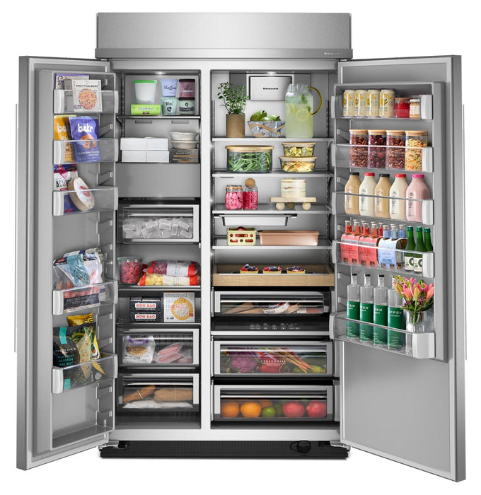 Réfrigérateur encastré KitchenAid de 29,4 pi3 et de 48 po à compartiments juxtaposés - acier inoxydable - KBSN748SPS