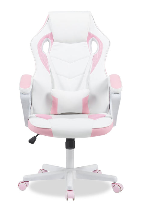 Fauteuil de jeu ergonomique Velocity de 24 po - blanc et rose