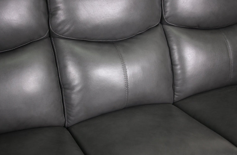 Causeuse inclinable Cornell de 63,39 po en cuir véritable de qualité supérieure - grise