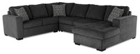  Sofa-lit sectionnel de droite Legend 4 pièces fabriqué au Canada en tissu de chenille avec fauteuil long de rangement - gris poivre