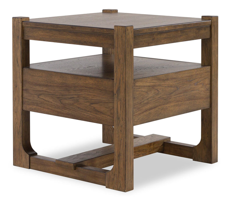 Table de bout Gideon de 24 po de style champêtre en bois massif - brun