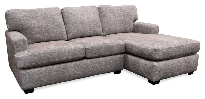 Sofa sectionnel de droite Luxe 3 pièces fabriqué au Canada en tissu avec coussins amovibles - gris colombe Zaftig