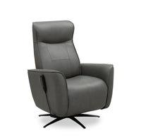  Fauteuil de massage à inclinaison électrique Serene de 31 po en cuir véritable avec appuie-tête électrique et siège chauffant - gris