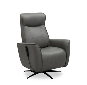 Fauteuil de massage à inclinaison électrique Serene de 31 po en cuir véritable avec appuie-tête électrique et siège chauffant - gris