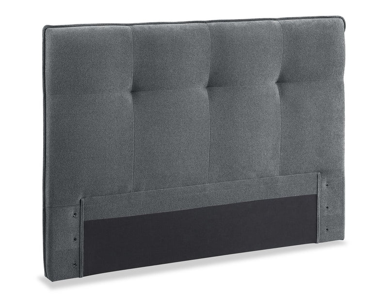 Tête de lit rembourrée Amos en tissu anthracite capitonné - format grand lit