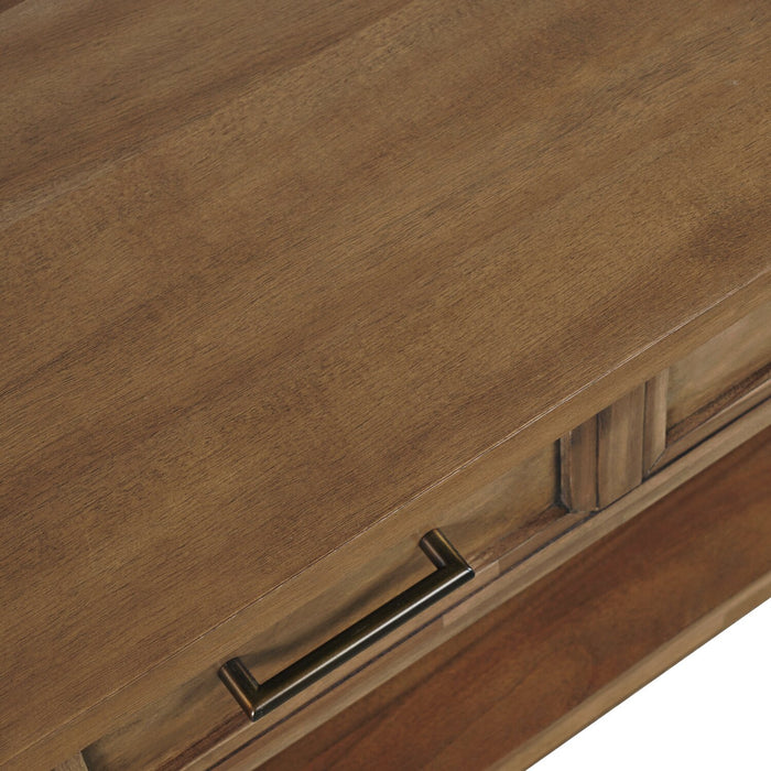 Table à café rustique Nathan de 47,25 po avec dessus relevable, rangement et roulettes - brun clair