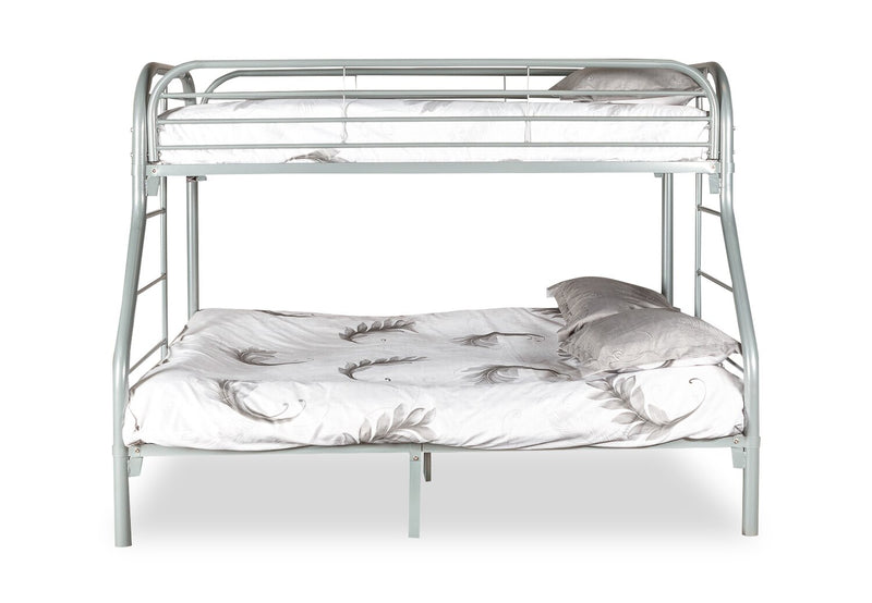 Lits superposés Logan pour enfants avec échelles et garde-corps, métal gris - simple et double