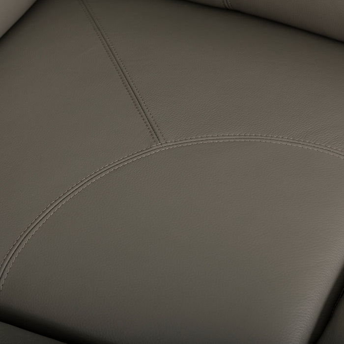 Sofa sectionnel de gauche à inclinaison électrique Valentino 3 pièces en cuir véritable avec appuie-têtes réglables - gris