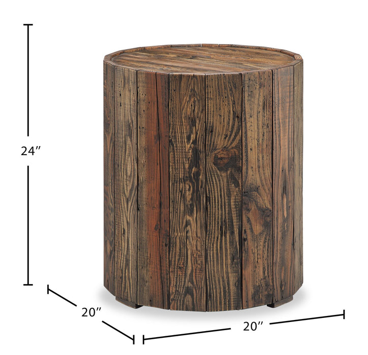 Table de bout ronde rustique Martel de 34 po - pin rustique