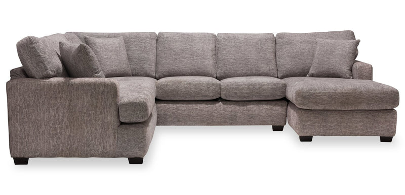 Sofa sectionnel de droite Luxe 3 pièces fabriqué au Canada en tissu avec coussins amovibles - gris colombe Zaftig