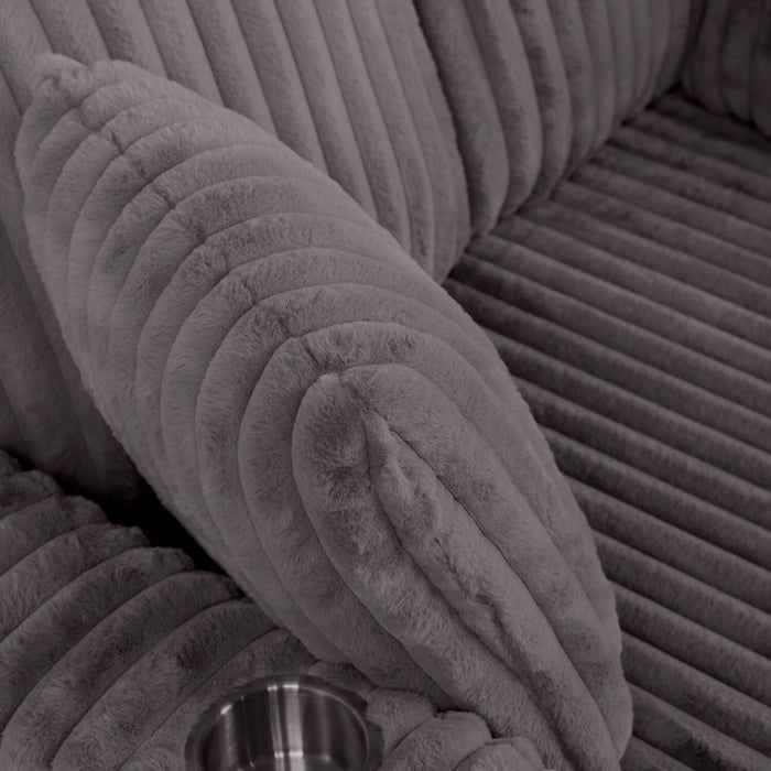 Fauteuil long de détente Kenny de 52,8 po en tissu de fausse fourrure très douce - gris 