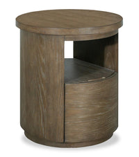  Table de bout moderne ronde Eldon de 22 po en bois massif avec rangement - marsouin