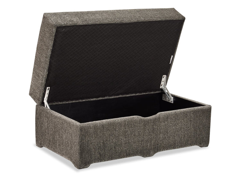 Pouf de rangement Lennox de 40 po fabriqué au Canada en tissu de chenille - gris
