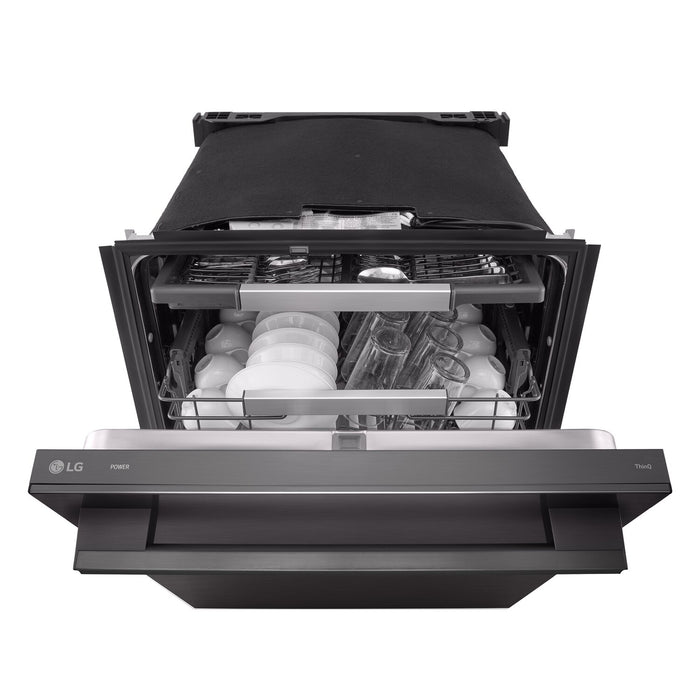 Lave-vaisselle encastré LG à 42 dBA de 24 po avec commandes sur le dessus et QuadWashMD Pro - acier inoxydable noir - LDNTH753D