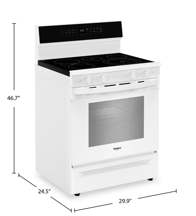 Cuisinière électrique Whirlpool de 5,3 pi3 et de 30 po avec friture à air sans préchauffage - blanche - YWFES7030SW