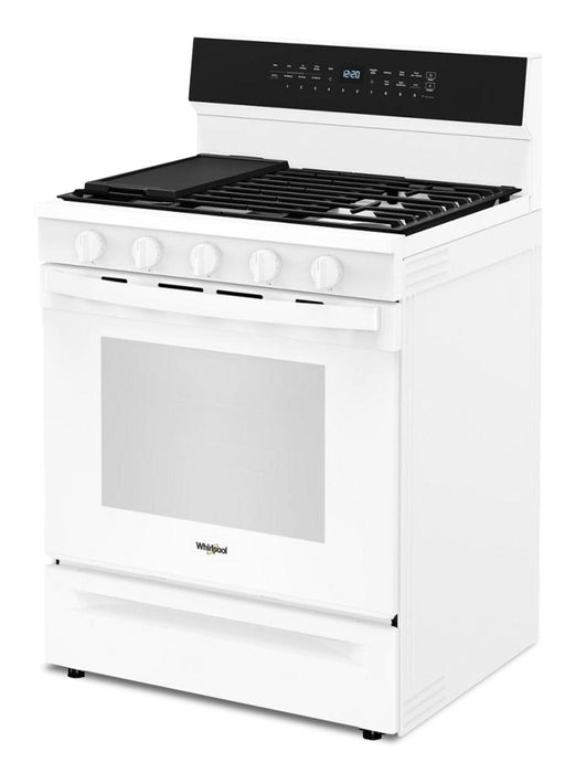 Cuisinière intelligente à gaz Whirlpool de 5 pi³ avec friture à air et autonettoyage - blanche - WFGS7530RW