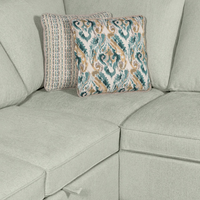 Sofa-lit sectionnel de droite Haven de Scott Living 4 pièces en tissu de chenille avec fauteuil long de rangement - bleu écume de mer