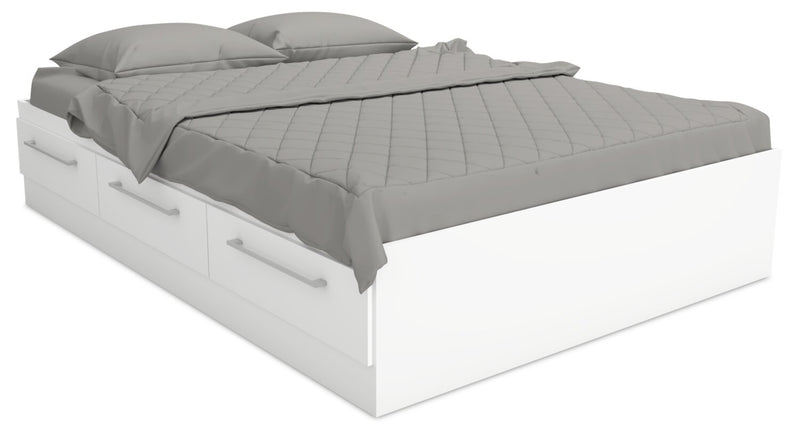 Lit matelot Riley avec 3 tiroirs de rangement pour enfants, fabriqué au Canada, blanc - format lit double