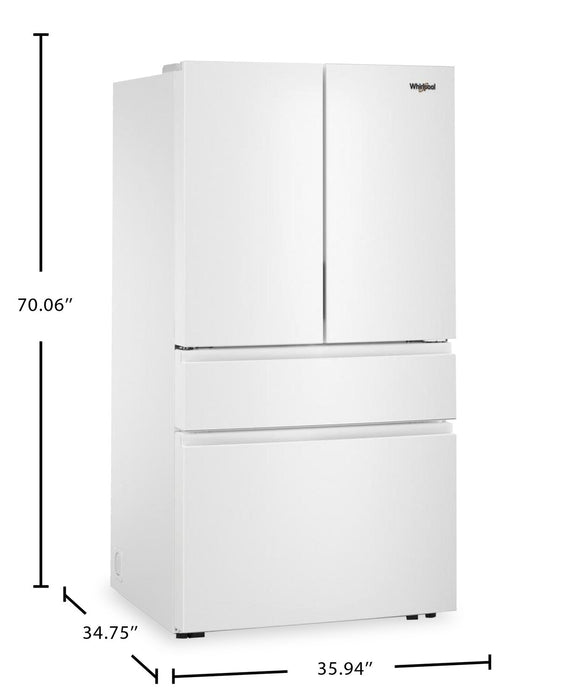 Réfrigérateur Whirlpool de 36 po et de 30 pi3 à portes françaises - blanc - WRMF3336SW