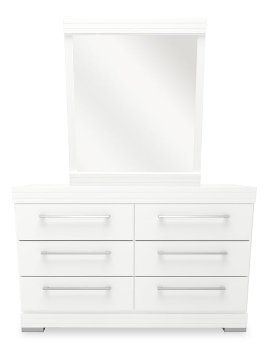 Miroir de commode de chambre à coucher Riley, fabriqué au Canada - blanc