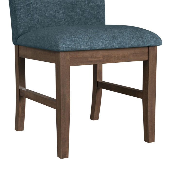 Chaise de salle à manger Rain avec siège et dossier rembourrés en tissu - bleue