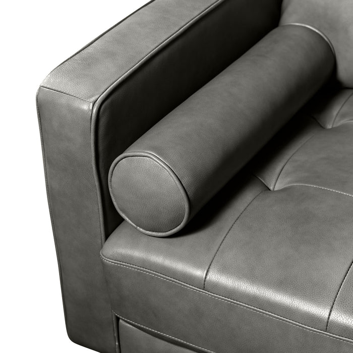 Sofa sectionnel de droite Edge 2 pièces en cuir véritable avec pattes en bois et coussins de dossier amovibles - gris