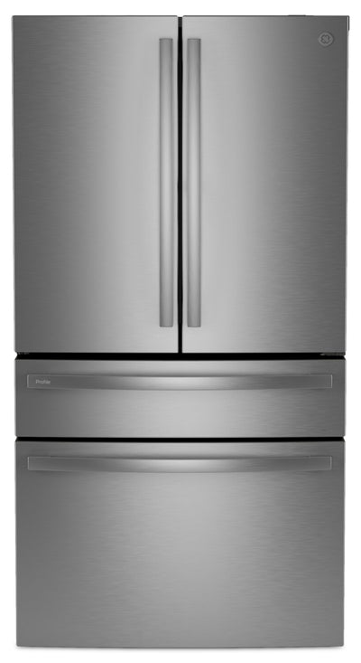 GE 36” 28.7 Cu. Ft. French-Door Refrigerator - Fingerprint Resistant Stainless Steel - PGE29BYTFS | Réfrigérateur GE de 28,7 pi3 et de 36 po à portes françaises - acier inoxydable résistant aux traces de doigts - PGE29BYTFS | PGE29BYS