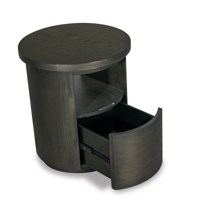 Table de bout moderne ronde Eldon de 22 po en bois massif avec rangement - grain de café