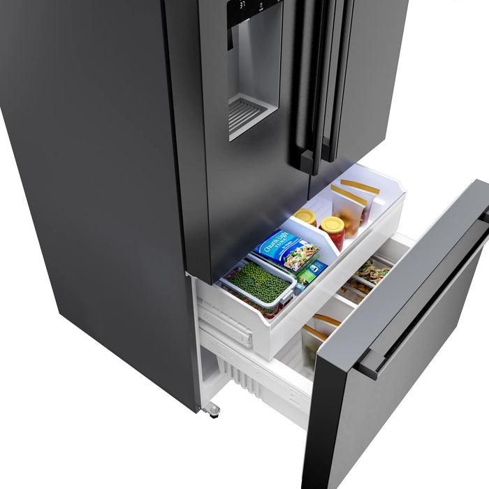 Réfrigérateur Bosch de 21,6 pi³ à portes françaises à congélateur inférieur - Acier inoxydable noir - B36CD52SNB