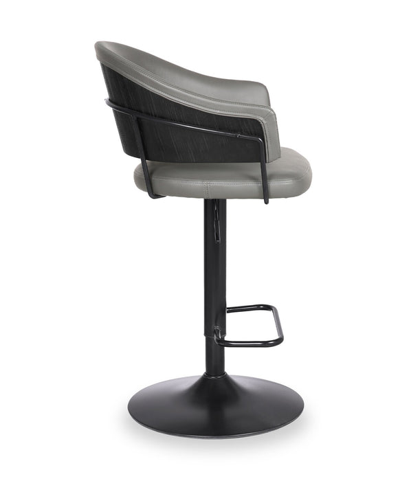 Tabouret bar Odin en tissu de cuir végétalien et en métal avec siège pivotant et réglable - gris