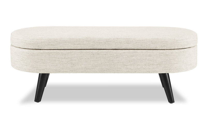 Pouf de rangement ovale Montreal de 43,5 po en tissu - blanc