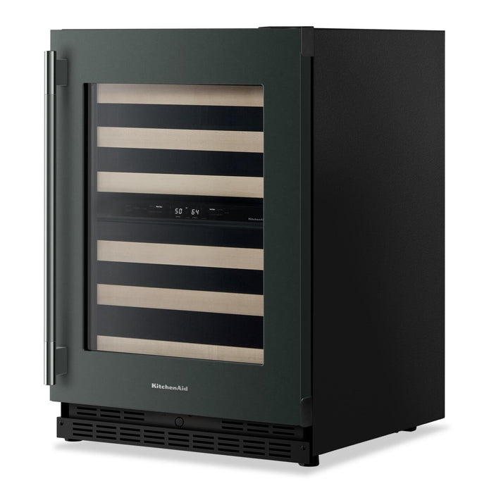 Cellier à vin KitchenAid de 24 po sous le comptoir avec grilles à extension complète à devant en bois - Genévrier - KUWR524SJP