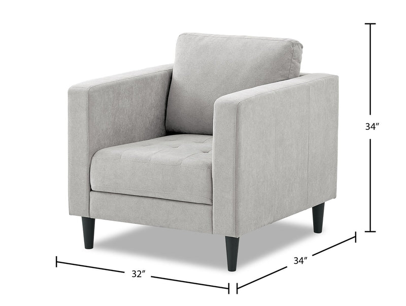 Fauteuil Metro de 32 po en tissu avec coussin de siège capitonné et coussin de dossier réversible - neutre
