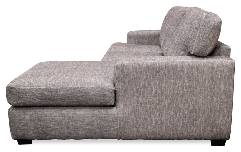 Sofa sectionnel de droite Luxe 3 pièces fabriqué au Canada en tissu avec coussins amovibles - gris colombe Zaftig