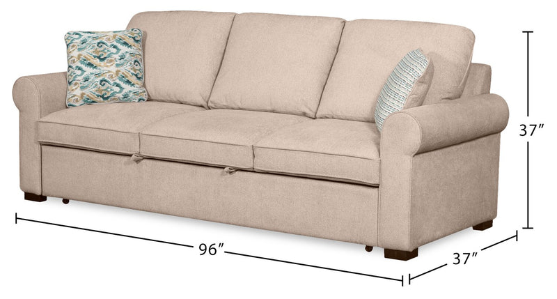 Sofa-lit Haven de Scott Living de 96 po en tissu de chenille avec pattes en bois - taupe