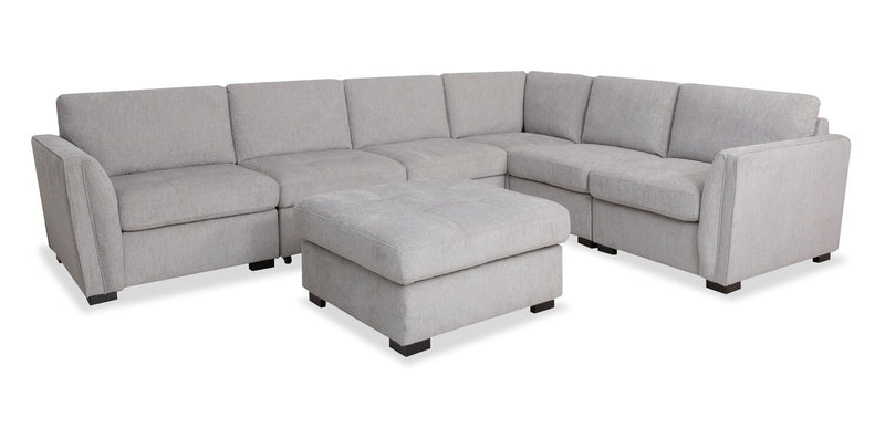 Sofa sectionnel Vault 5 pièces avec causeuse-lit et fauteuils de rangement - gris