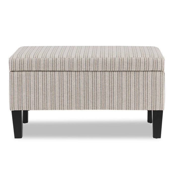 Pouf de rangement Calgary de 32 po en tissu - rayé gris