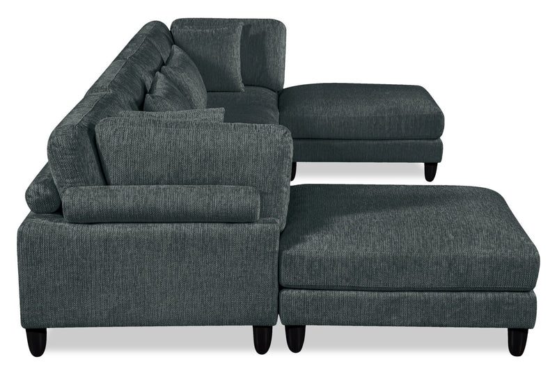 Sofa sectionnel modulaire sans accoudoirs Lounge 6 pièces en chenille - gris