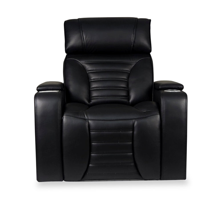 Fauteuil de massage à inclinaison électrique Zen de 40 po en tissu d’apparence cuir avec appuie-tête électrique et siège chauffant - noir