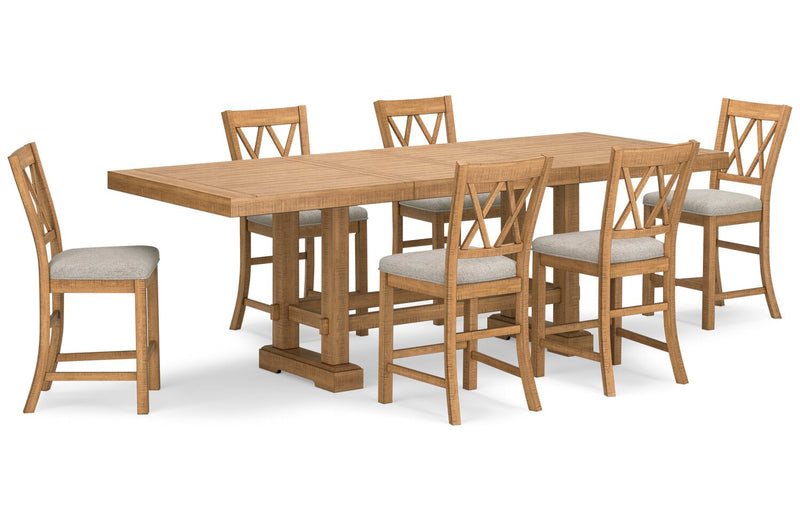 Chaise de salle à manger Archer de hauteur comptoir avec siège en tissu et dossier entrecroisé - brun clair